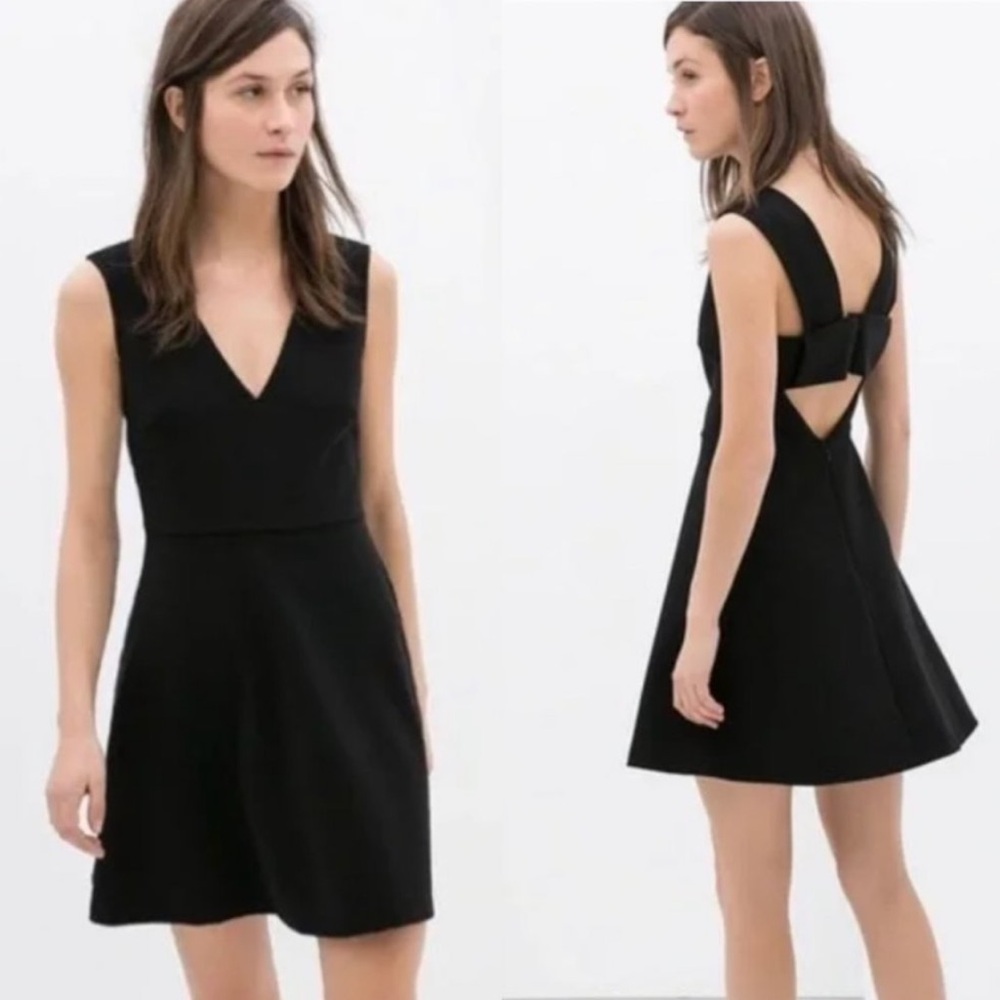 Zara VNeck Little Black Dress with Back Cutout